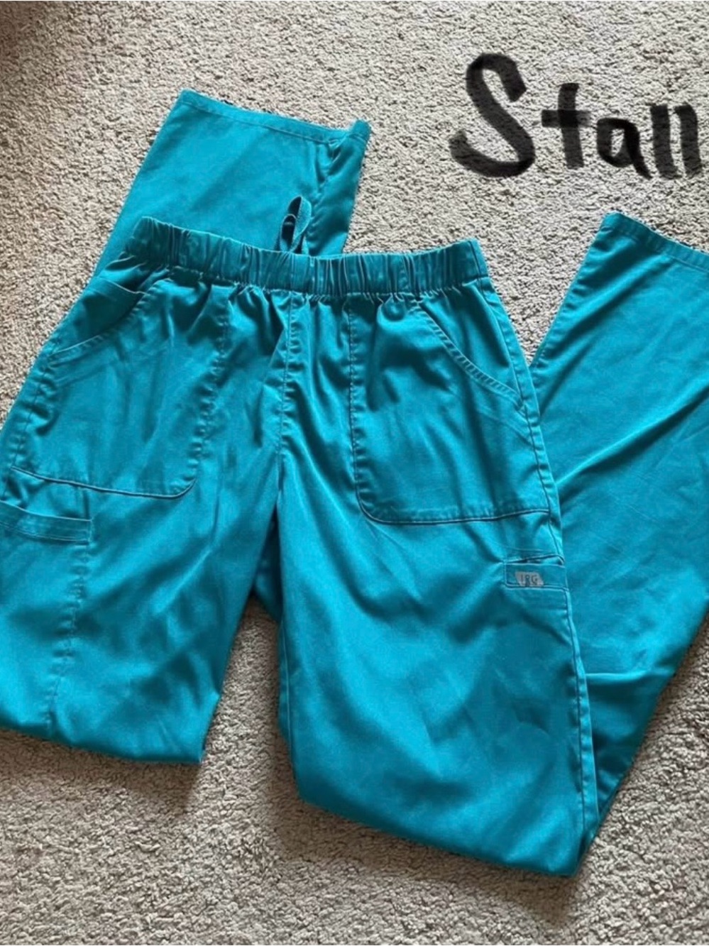 IRG Teal Elastic-Waist Cargo Scrub Pants